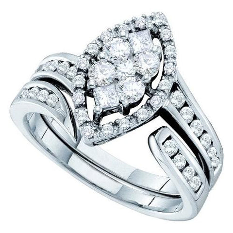 14KT White Gold 1.00CTW PRINCESS ROUND DIAMOND LADIES BRIDAL RING