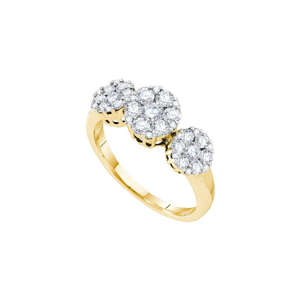 1 CT-Diamond 3-FLOWER RING