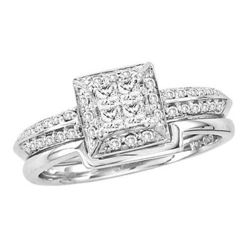 14KT White Gold 0.52CTW DIAMOND  INVISIBLE BRIDAL  SET