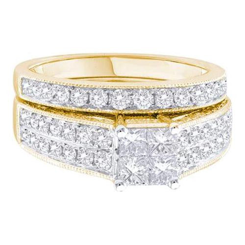 14KT Yellow Gold 1.57CTW DIAMOND  INVISIBLE BRIDAL SET