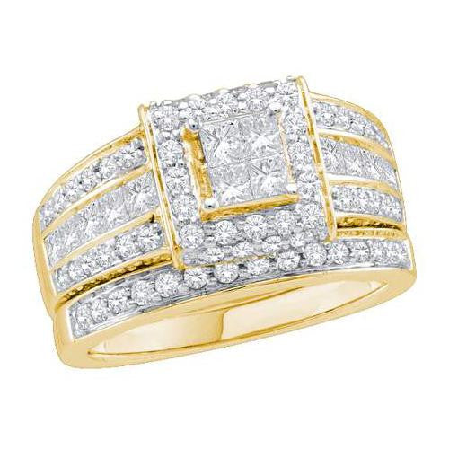 14K Yellow-gold 1.65CTW PRINCESS ROUND DIAMOND LADIES SEMI-MOUNT BRIDAL RING