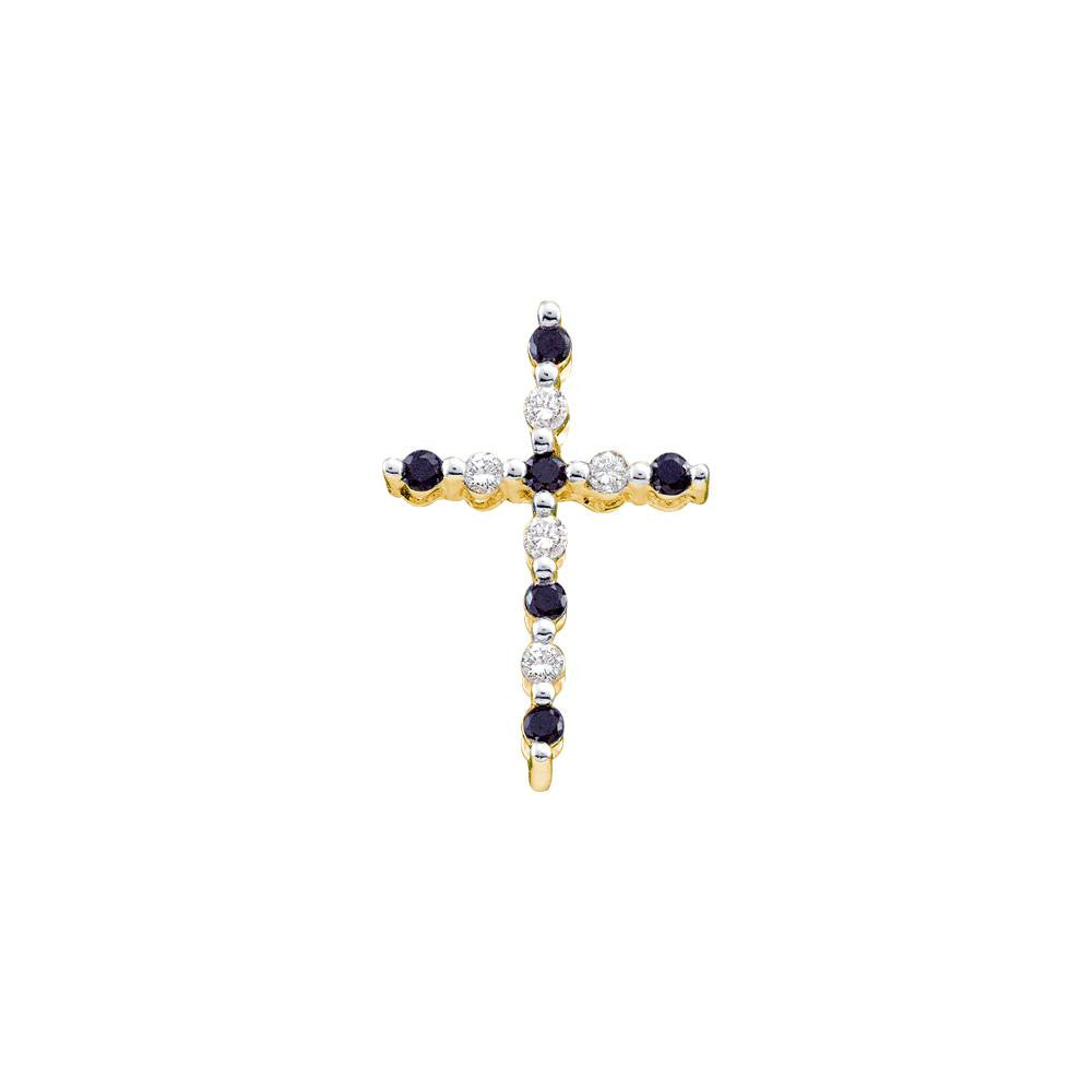 1-8CT-Diamond CROSS BLACK PENDANT