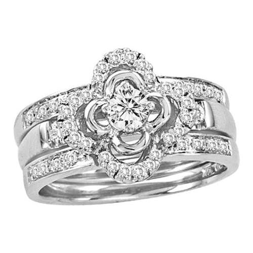 14KT White Gold 0.50CT DIAMOND LADIES BRIDAL SET WITH 0.20CT CENTER ROUND