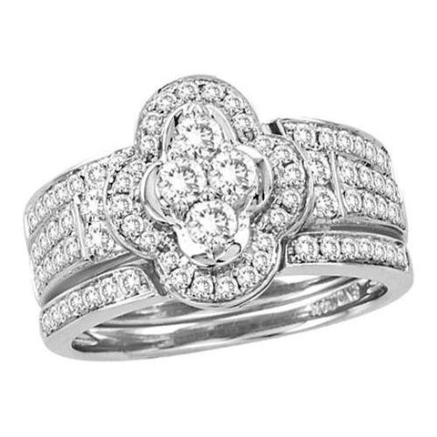 14K White-gold 1.00CTW DIAMOND LADIES FASHION BRIDAL SET