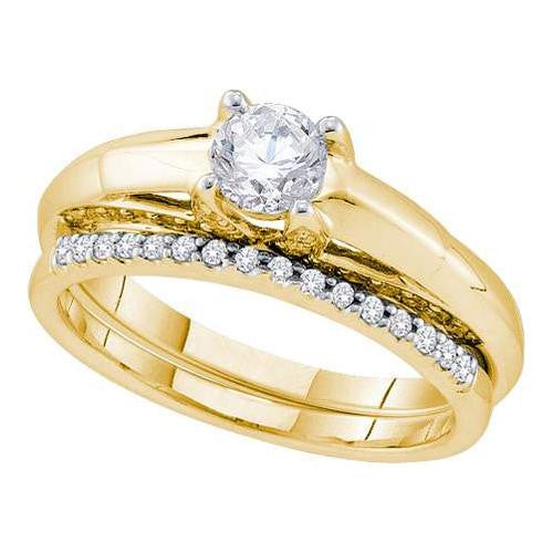 14K Yellow-gold 0.76CTW DIAMOND 0.40CTW CENTER ROUND LADIES BRIDAL SET