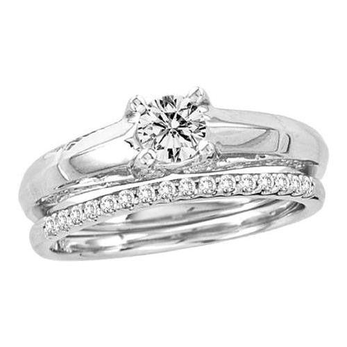 14KT White Gold 0.76CTW DIAMOND 0.40CTW ROUND CENTER LADIES BRIDAL SET