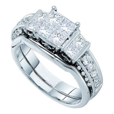 14K White-gold 3.00CT DIAMOND INVISIBLE BRIDAL SET