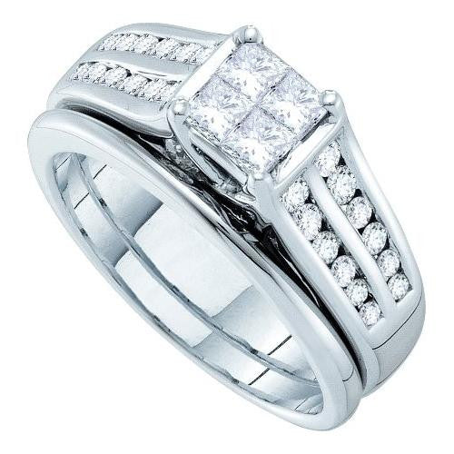 14K White-gold 1.00CTW DIAMOND LADIES INVISIBLE BRIDAL SET