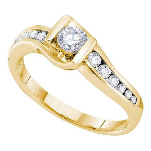 14KT Yellow Gold 0.50CTW DIAMOND 0.25CTW  CENTER ROUND BRIDAL RING