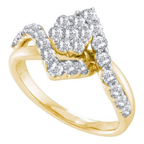 14KT Yellow Gold 1.01CTW DIAMOND FLOWER RING