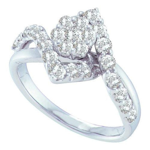 14KT White Gold 1.01CTW  DIAMOND LADIES FLOWER  RING