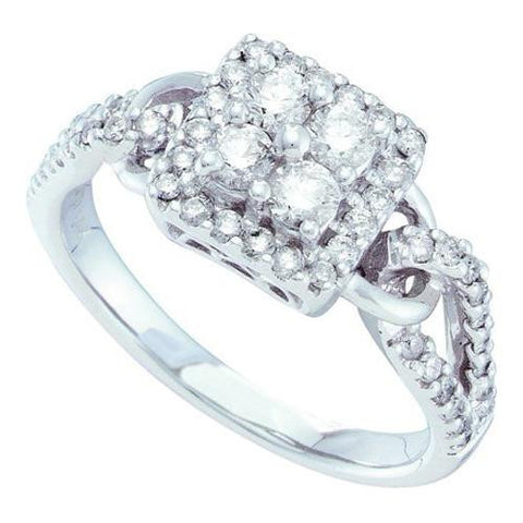 14K White-gold 0.75CTW DIAMOND LADIES FASHION RING