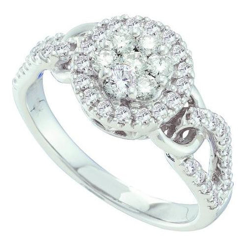 14KT White Gold 0.76CTW DIAMOND LADIES  FLOWER RING