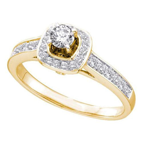 14KT Yellow Gold 0.51CTW  DIAMOND  0.20CT CENTER ROUND BRIDAL RING