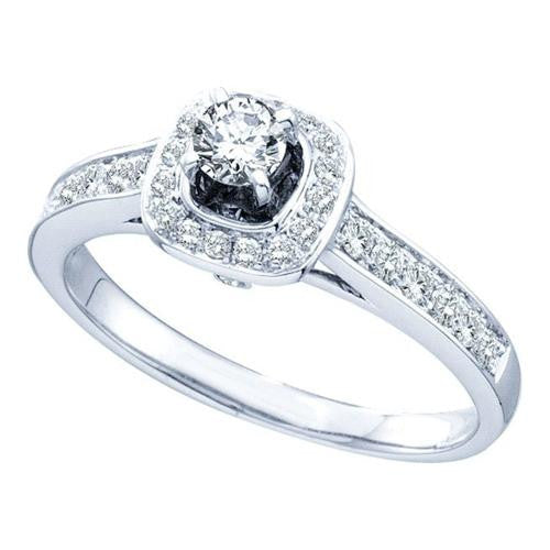 14KT White Gold 0.51CTW ROUND DIAMOND LADIES BRIDAL RING WITH 0.20CTW ROUND CENTER