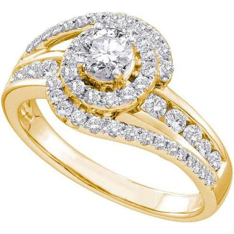 14KT Yellow Gold 1.00CTW ROUND DIAMOND LADIES BRIDAL RING WITH 0.33CTW ROUND CENTER