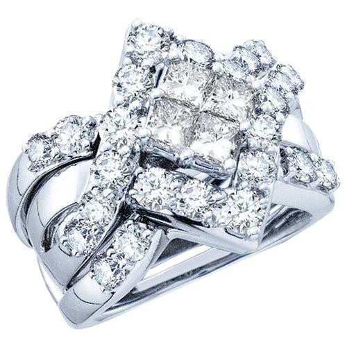 14K White-gold 4.0CT DIAMOND INVISIBLE BRIDAL SET