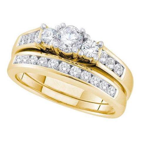 14K Yellow-gold 1.01CTW DIAMOND 0.30CTW ROUND CENTER BRIDAL SET