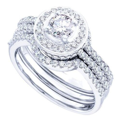 14KT White Gold 1.16CTW ROUND DIAMOND LADIES BRIDAL SET WITH 0.40CTW ROUND CENTER