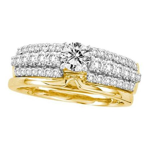 14K Yellow-gold 1.00CTW DIAMOND 0.40CT ROUND CENTER BRIDAL SET