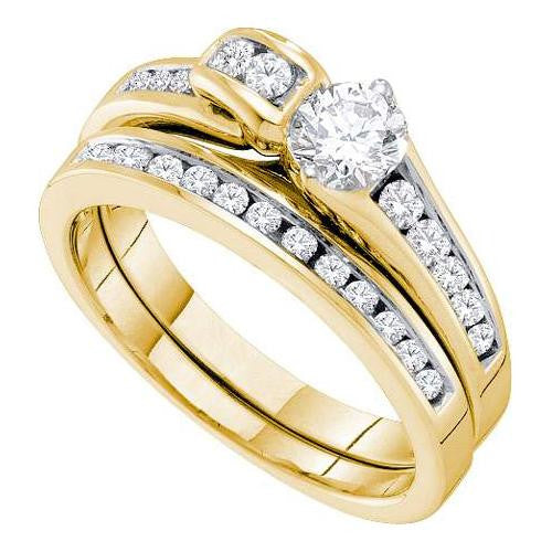 14K Yellow-gold 0.95CT DIAMOND 0.40CT CENTER ROUND BRIDAL SET