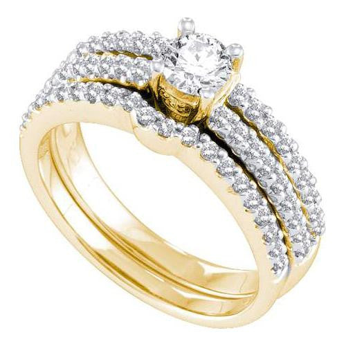 14K Yellow-gold 0.97CTW DIAMOND 0.40CT ROUND CENTER BRIDAL SET