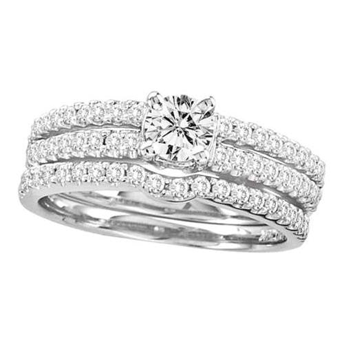 14K White-gold 0.97CTW DIAMOND 0.40CTW ROUND CENTER BRIDAL SET