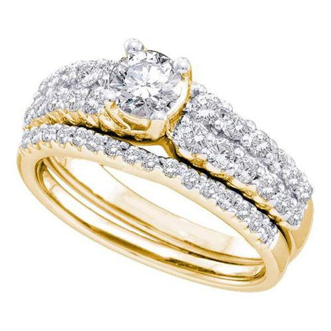 14K Yellow-gold 1.40CTW DIAMOND  0.44CTW CENTER  ROUND  LADIES BRIDAL SET