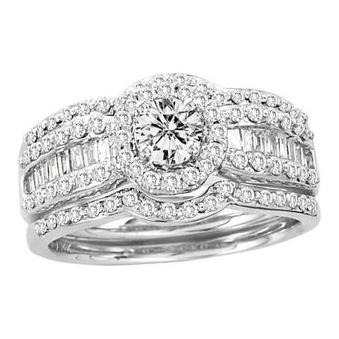 14KT White Gold 1.10CT DIAMOND 0.33CT ROUND CENTER BRIDAL SET