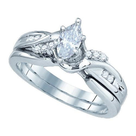 14KT White Gold 0.50CTW DIAMOND 0.38CT-CMQ BRIDAL SET