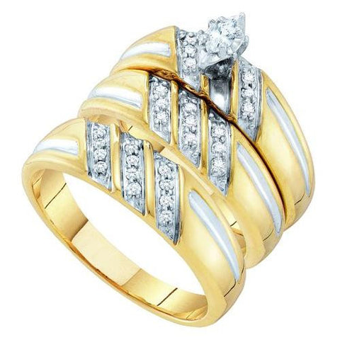 10KT White Gold 0.29CT DIAMOND LADIES FASHION TRIO SET