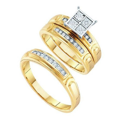 10K Yellow-gold 0.20CT  DIAMOND  FASHION TRIO SET