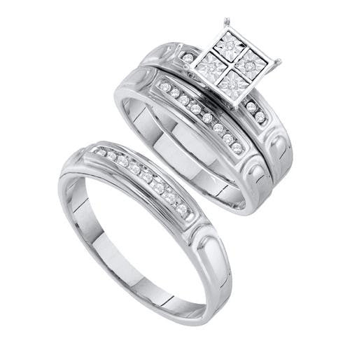 10K White-gold 0.20CTW ROUND DIAMOND LADIES FASHION TRIO SET