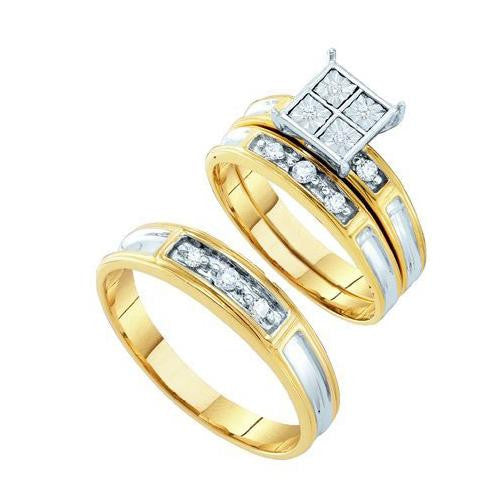 10K Yellow-gold 0.20CT  DIAMOND LADIES TRIO SET