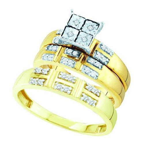 10K Yellow-gold 0.24CT DIAMOND  FASHION TRIO SET