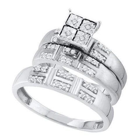 10KT White Gold 0.24CT DIAMOND LADIES FASHION TRIO SET