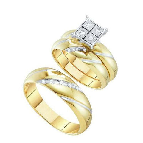 10K Yellow-gold 0.13CT DIAMOND  FASHION TRIO SET