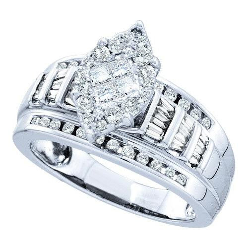 14KT White Gold 0.82CT DIAMOND SOLIEL  BRIDAL RING