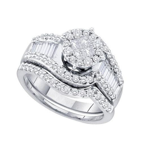 14K White-gold 1.24CT DIAMOND SOLIEL BRIDAL SET