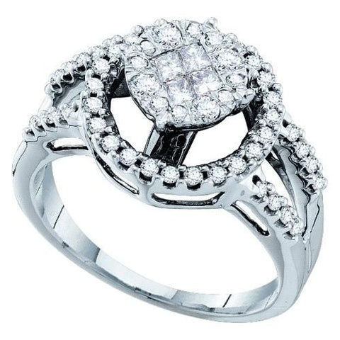 14KT White Gold 0.68CTW  ROUND PRINCESS DIAMOND LADIES BRIDAL RING