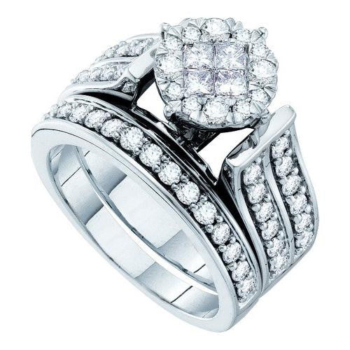 14KT White Gold 1.36CT DIAMOND SOLIEL BRIDAL SET