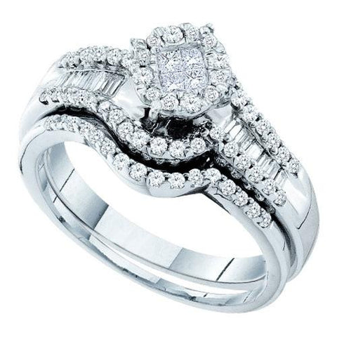 14K White-gold 0.73CT  DIAMOND SOLIEL BRIDAL SET