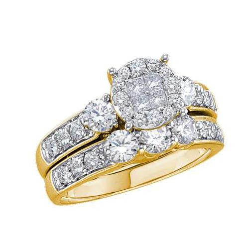 14KT Yellow Gold 1.50CTW  DIAMOND SOLIEL  BRIDAL SET