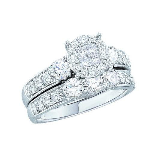 14KT White Gold 1.50CT  DIAMOND SOLIEL  BRIDAL SET