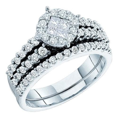 14K White-gold 1.00CT DIAMOND SOLIEL BRIDAL SET