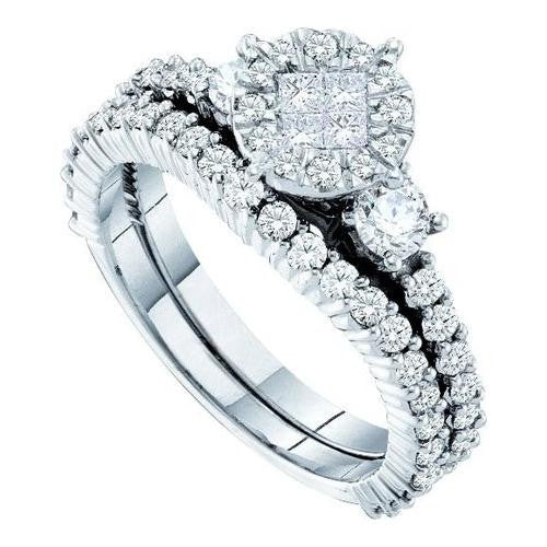 14K White-gold 1.37CT  DIAMOND SOLIEL BRIDAL SET