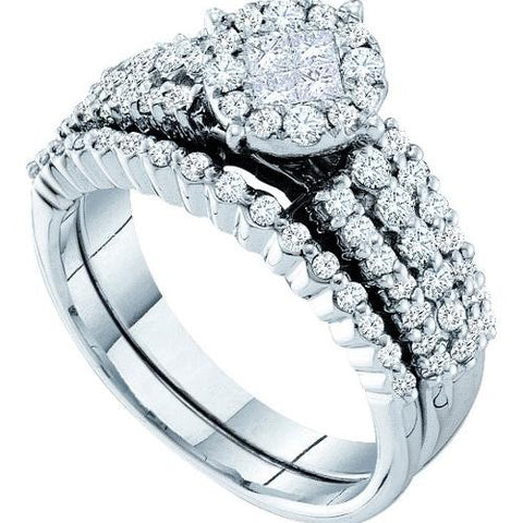 14K White-gold 1.00CT  DIAMOND SOLIEL  BRIDAL SET