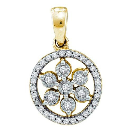 925 Sterling Silver Yellow 0.12CTW DIAMOND  SILVER FANOOK PENDANT