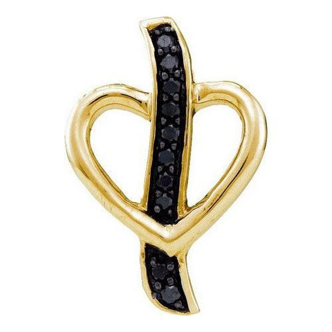 925 Sterling Silver Yellow 0.10CTW DIAMOND HEART PENDANT