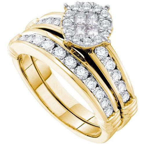 14K Yellow-gold 0.90CT DIAMOND SOLIEL BRIDAL SET